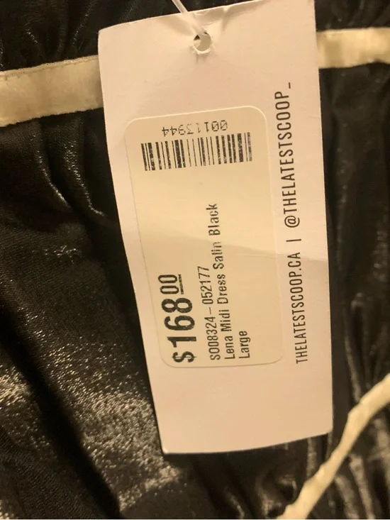 Lena Black Midi Dress with Cream Trim - Picture 4 of 5